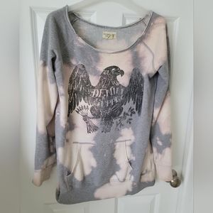 Ralph Lauren Women's Tie Dyi Grey Off-shoulder Sweater